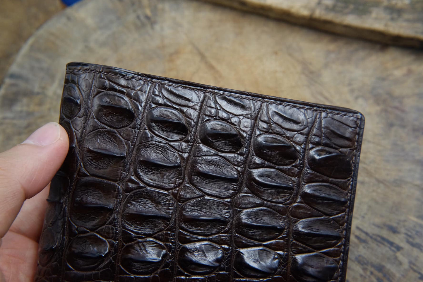 BESPOKE GENUINE BROWN CROCODILE BIFOLD MAN WALLET HDWA05