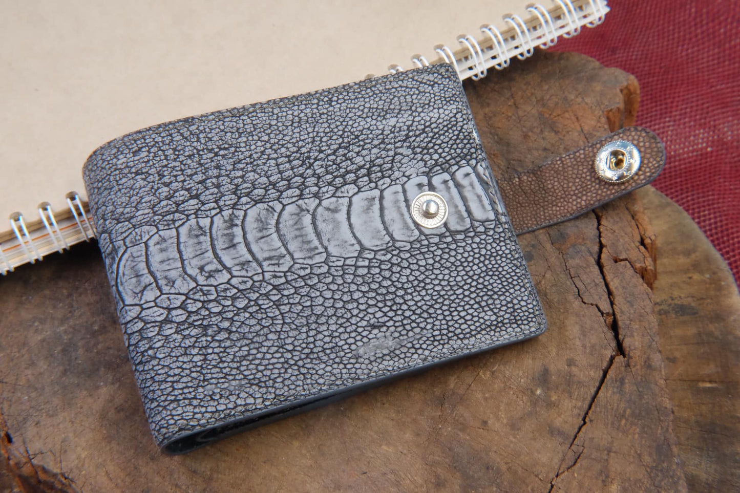 BESPOKE GENUINE GREY OSTRICH BIFOLD MAN WALLET HDWA02