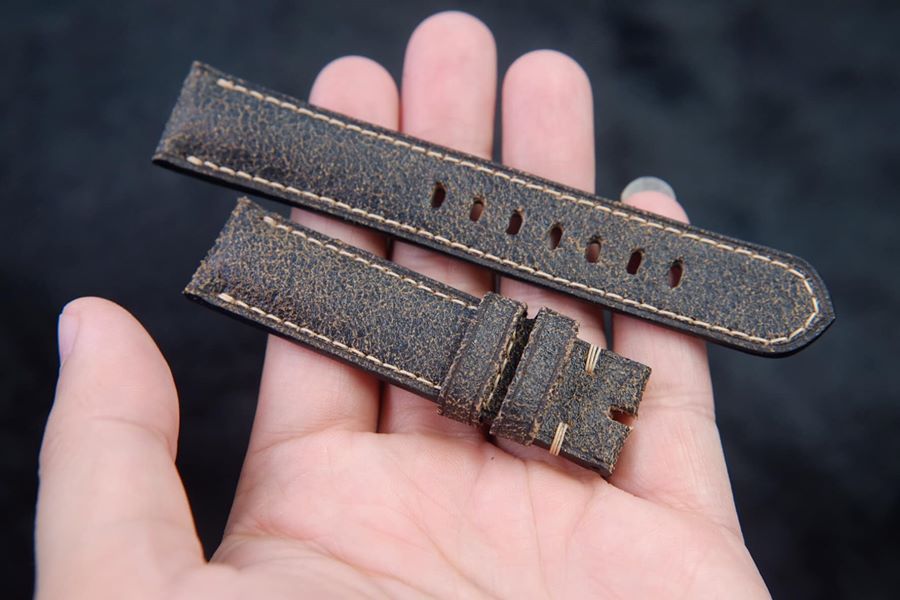 BESPOKE GREY DISTRESSED COW LEATHER WATCH STRAP BAND HDLE02