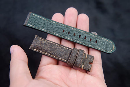 BESPOKE GREY DISTRESSED COW LEATHER WATCH STRAP BAND HDLE02