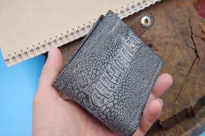 BESPOKE GENUINE GREY OSTRICH BIFOLD MAN WALLET HDWA02