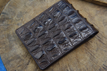 BESPOKE GENUINE BROWN CROCODILE BIFOLD MAN WALLET HDWA05