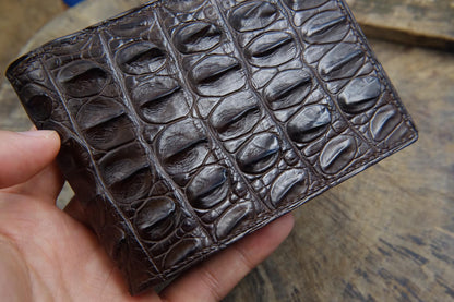 BESPOKE GENUINE BROWN CROCODILE BIFOLD MAN WALLET HDWA05