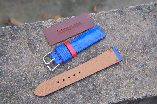 BESPOKE GENUINE FRENCH BLUE CROCODILE SKIN LEATHER STRAP HDCS870