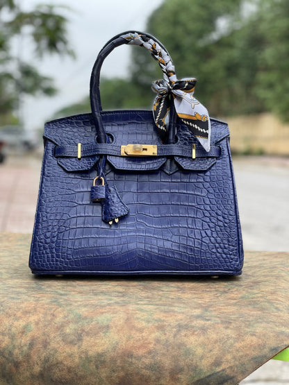 Bespoke blue crocodile handmade handbag HDHBCR03