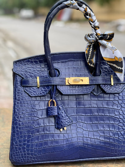 Bespoke blue crocodile handmade handbag HDHBCR03