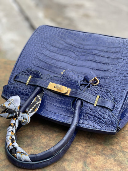 Bespoke blue crocodile handmade handbag HDHBCR03