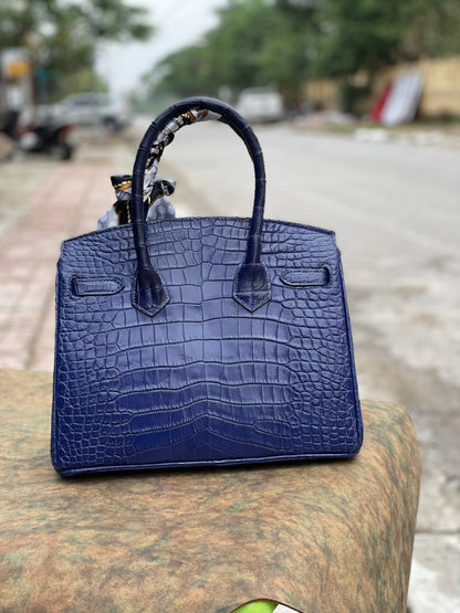 Bespoke blue crocodile handmade handbag HDHBCR03