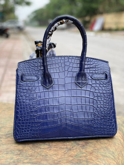 Bespoke blue crocodile handmade handbag HDHBCR03