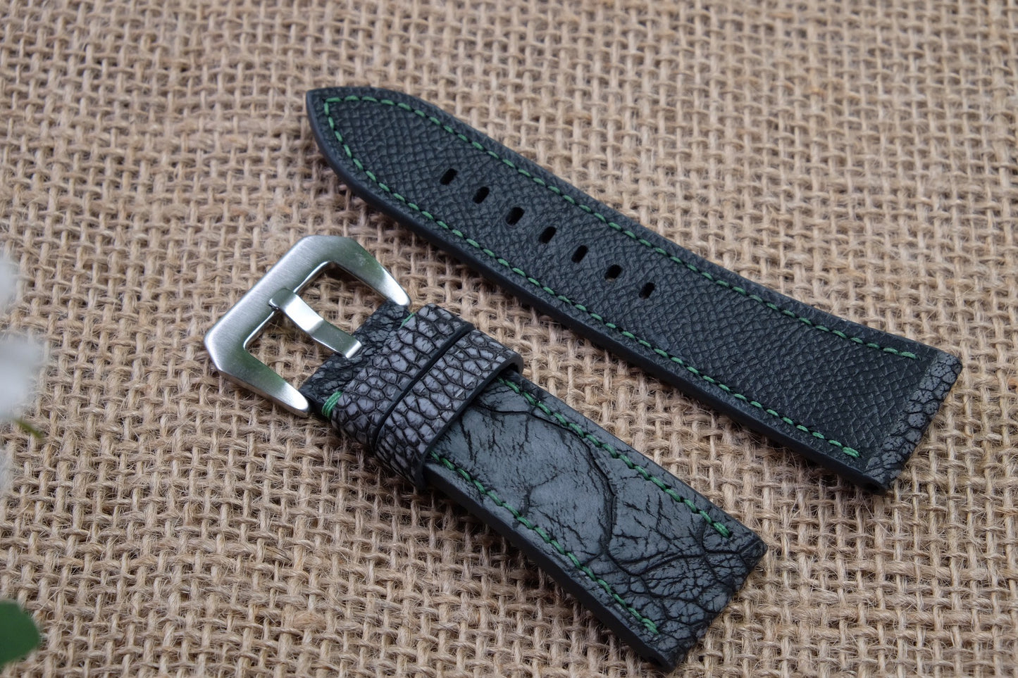 Black Klein Karoo stonewashed ostrich leg strap HDOL52