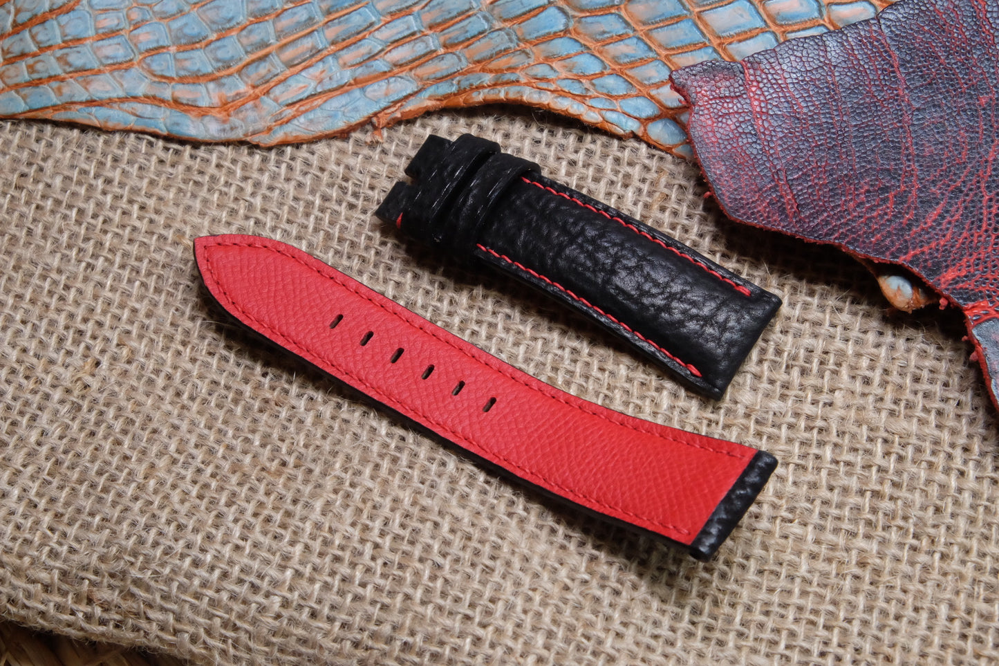 Black Shark skin leather watch strap HDSH12