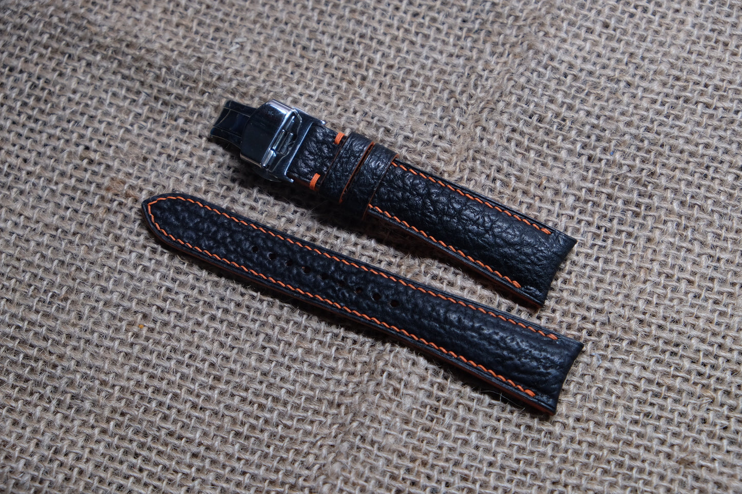 Black Shark skin leather watch strap HDSH15