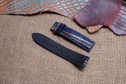 Navy Blue Spanish lizard leather watch strap HDLZ28