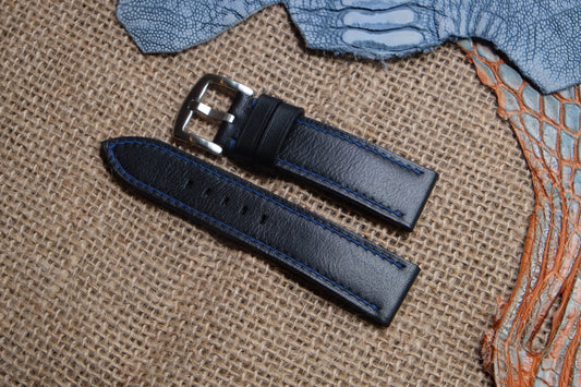 Black cow leather watch strap HDCLE52