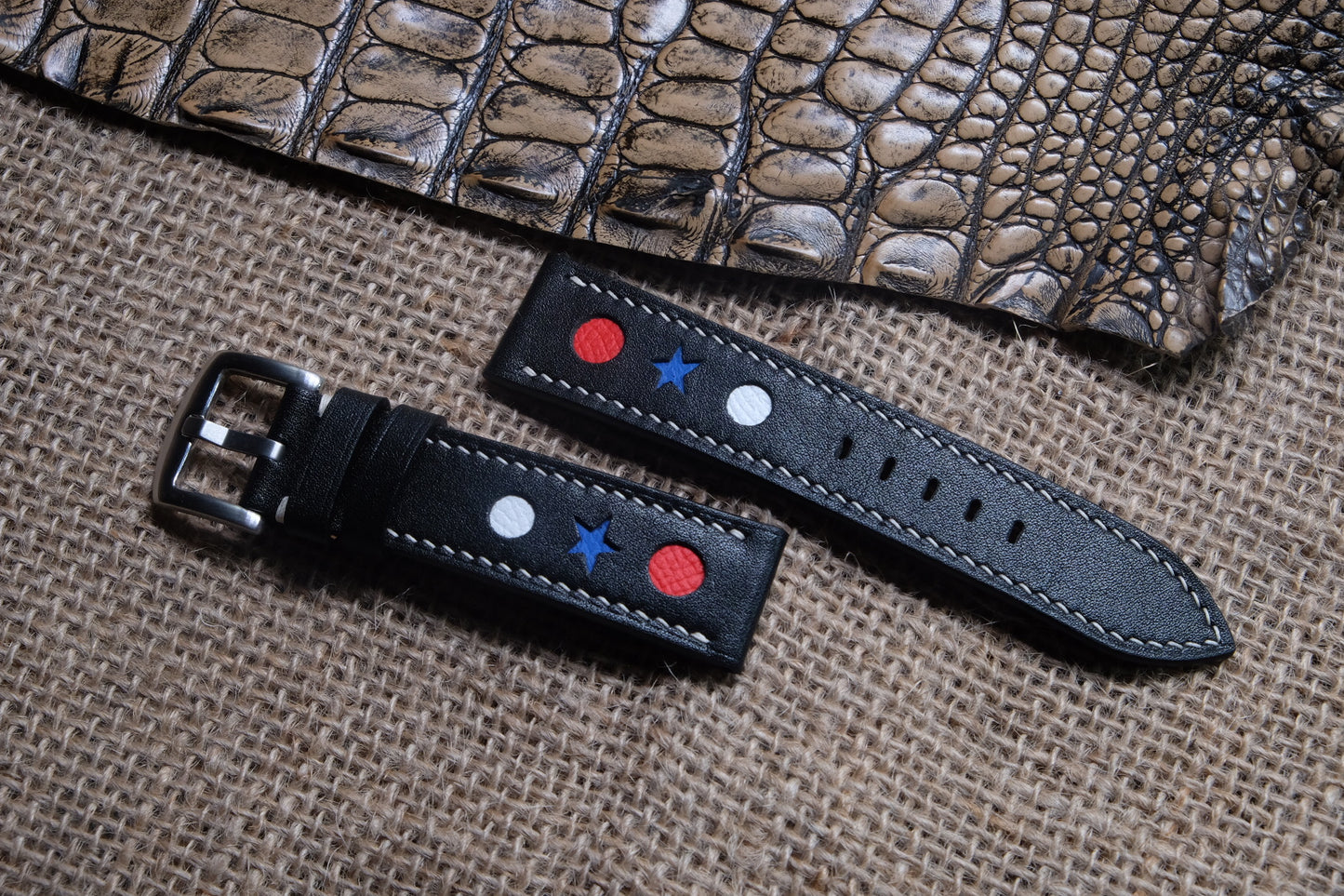 Black cow leather watch strap HDLE50