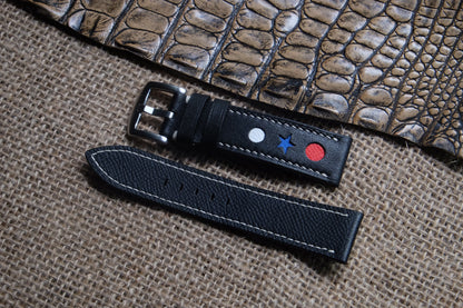 Black cow leather watch strap HDLE50