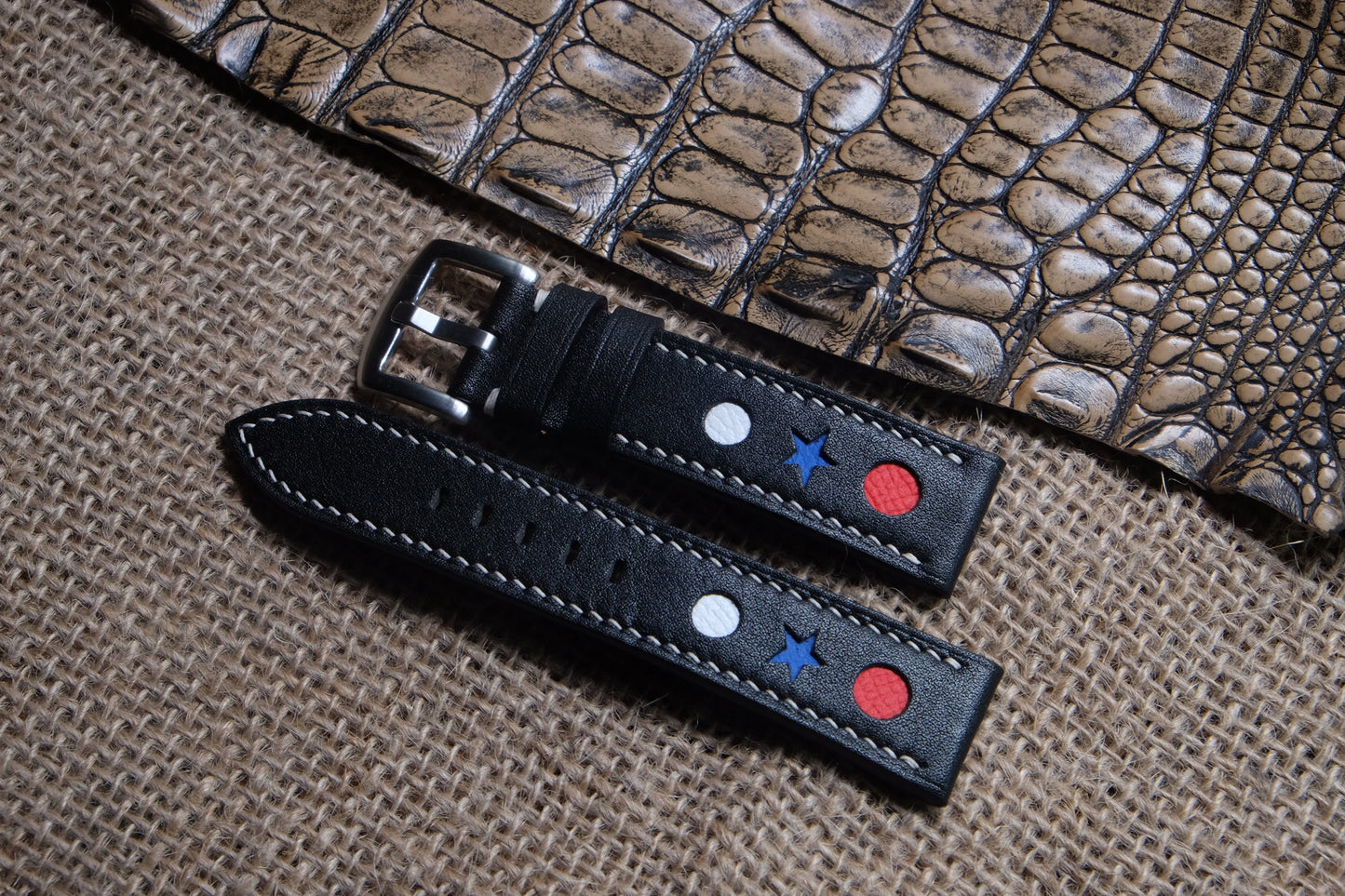 Black cow leather watch strap HDLE50