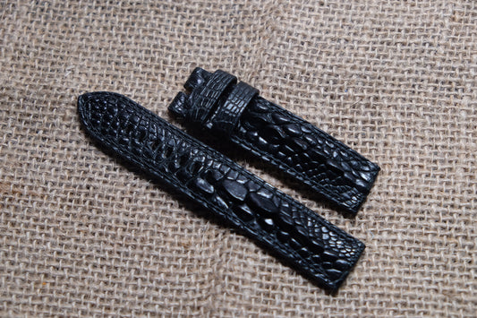 Black crocodile leg skin leather strap HDCLS01