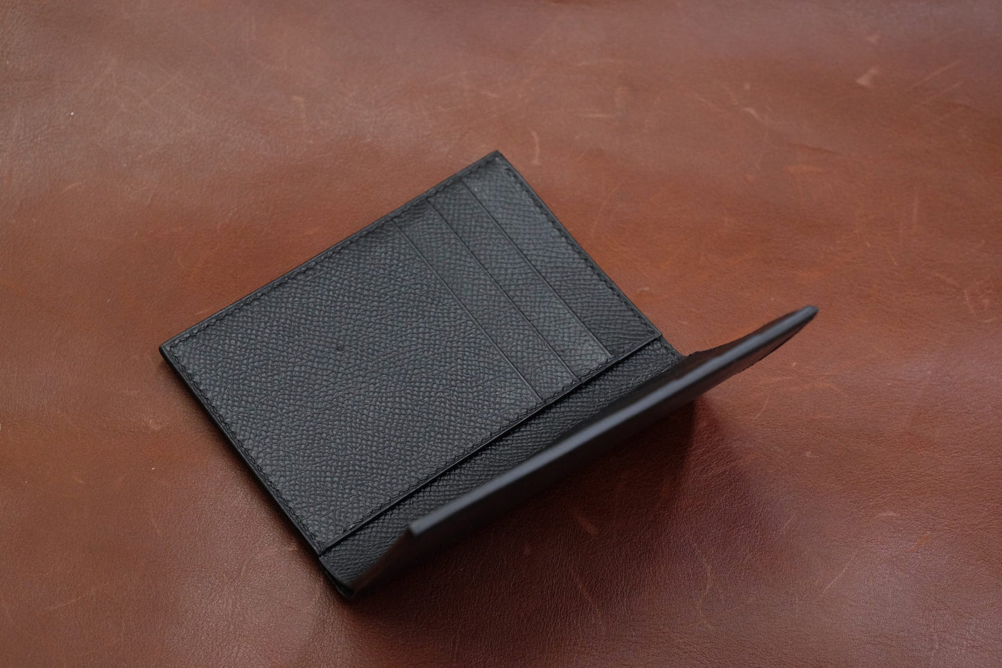 Black epi leather vertical bifold wallet  HDWA53