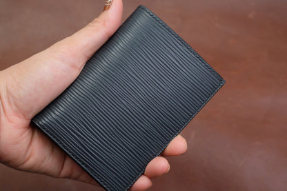 Black epi leather vertical bifold wallet  HDWA53