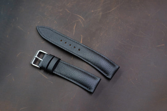 Black epsom leather handmade watch strap HDEP04