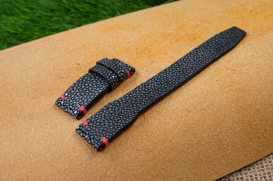 Black no pearl stingray leather watch strap HDST105