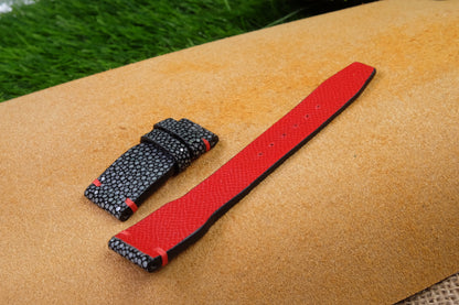 Black no pearl stingray leather watch strap HDST105