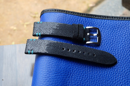 Black no pearl stingray leather watch strap HDST95