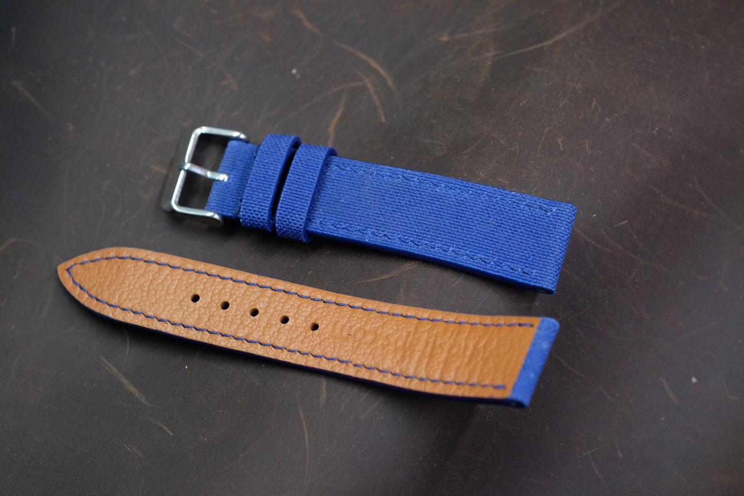 Blue canvas handmade watch strap HDCVS06