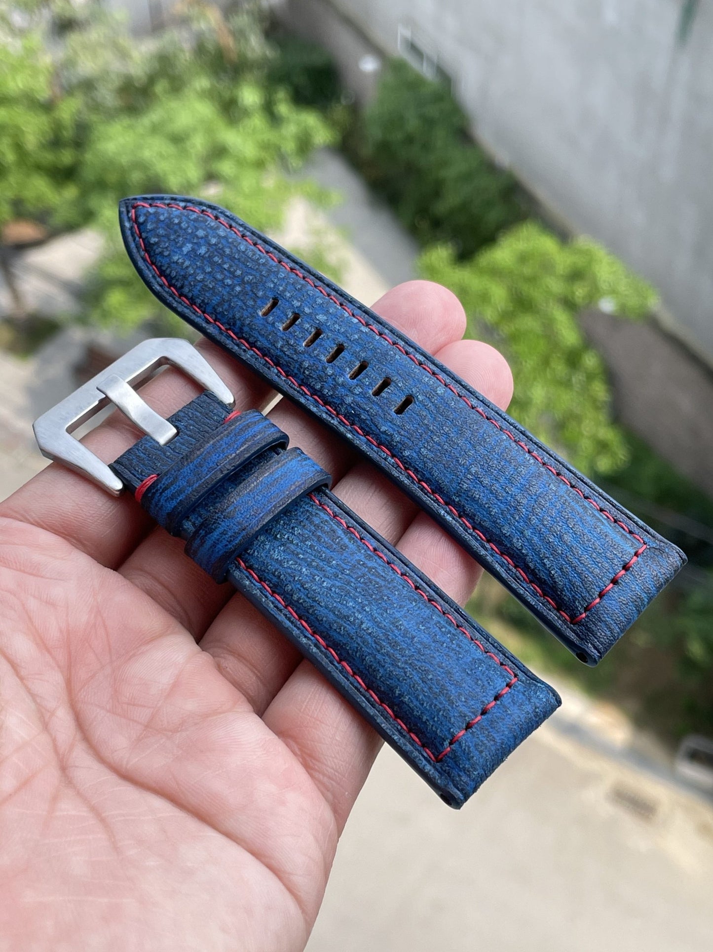 Blue cow leather watch strap HDCLE54