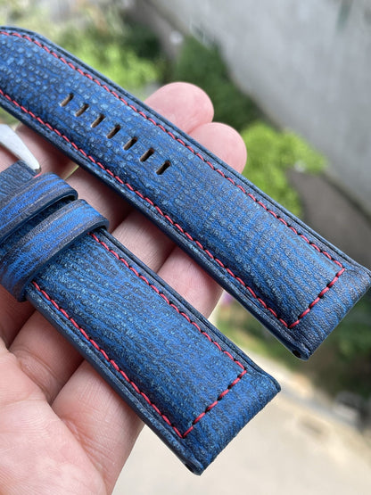 Blue cow leather watch strap HDCLE54