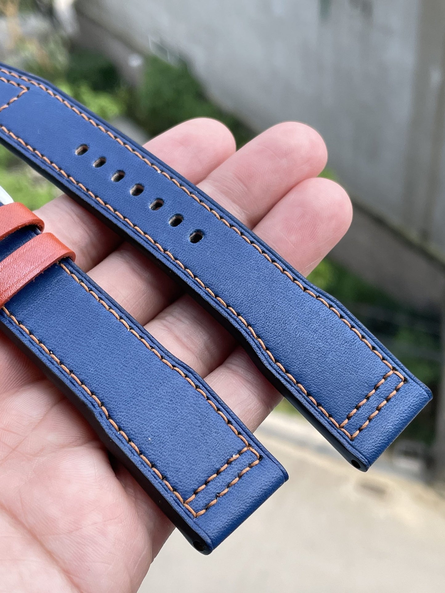 Blue cow leather watch strap HDCLE55