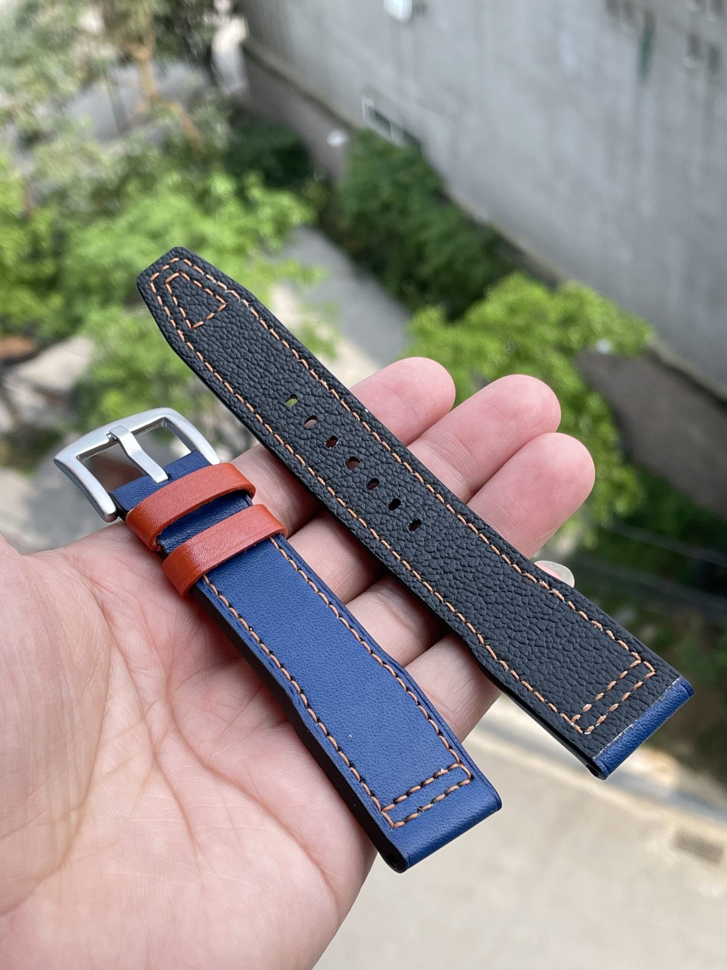 Blue cow leather watch strap HDCLE55