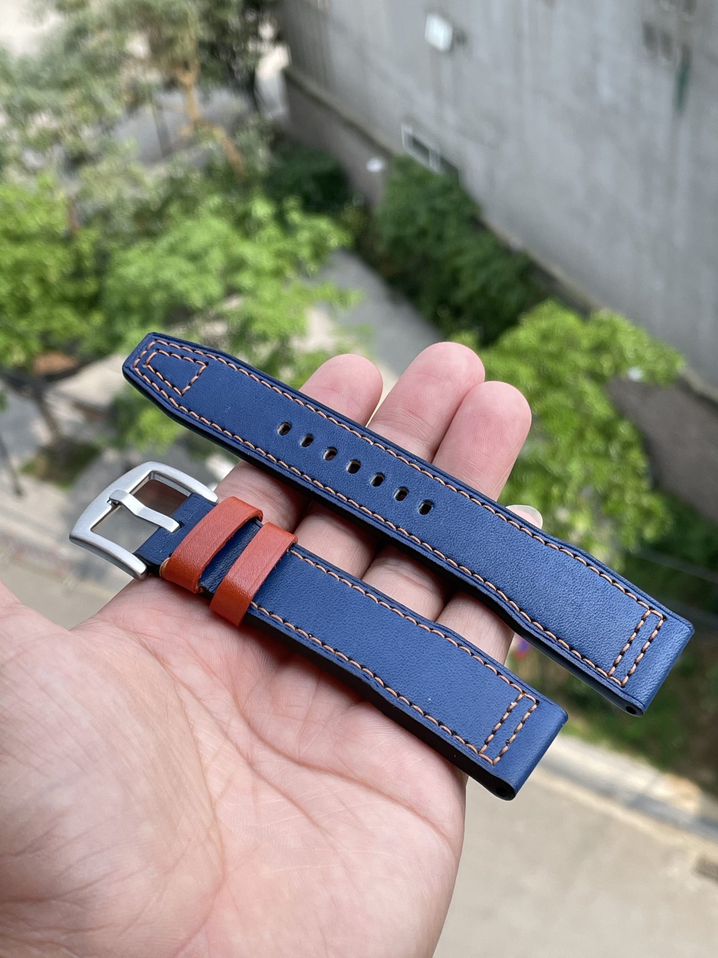 Blue cow leather watch strap HDCLE55