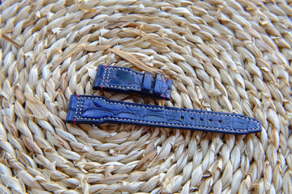 Blue crocodile leather IWC pilot watch strap  HDCCD118