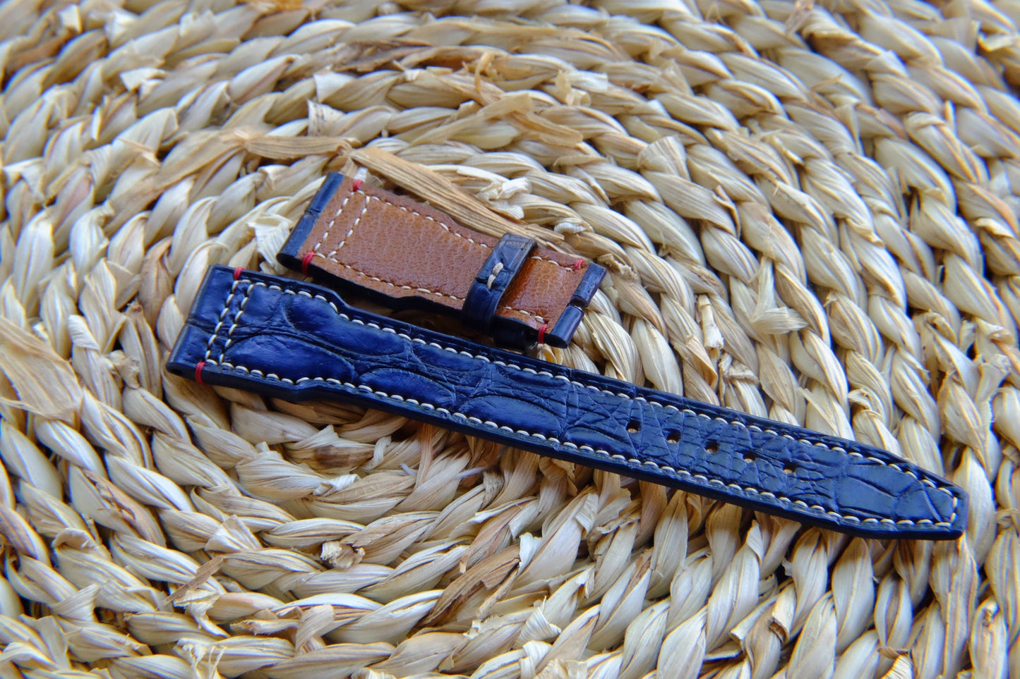 Blue crocodile leather IWC pilot watch strap  HDCCD118