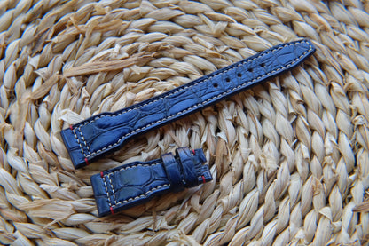 Blue crocodile leather IWC pilot watch strap  HDCCD118