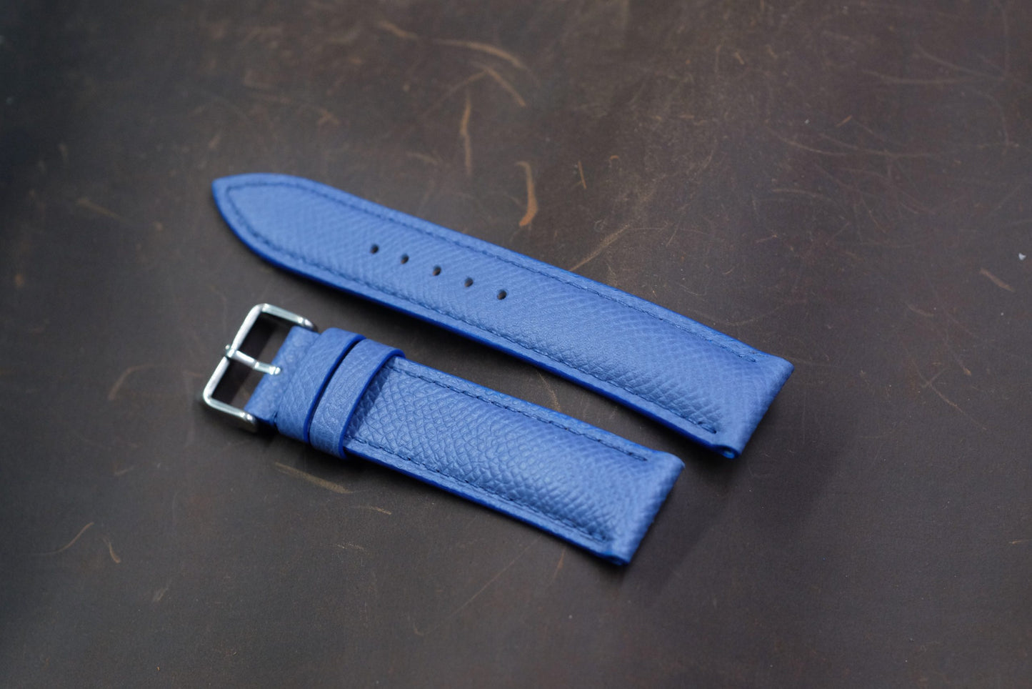 Blue epsom leather handmade watch strap  HDEP05