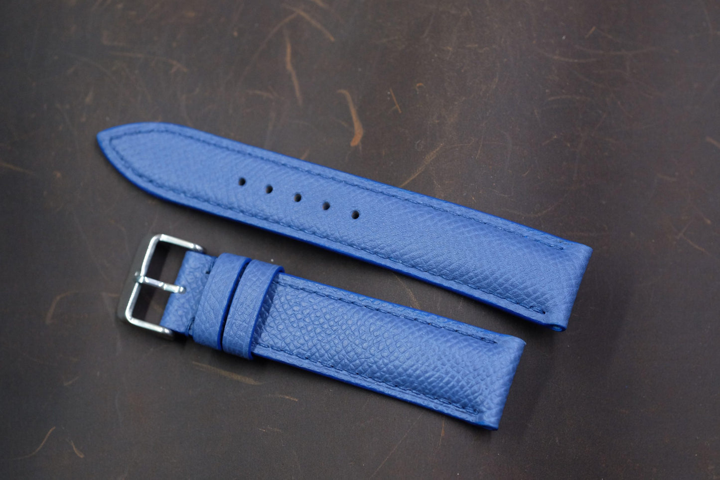 Blue epsom leather handmade watch strap  HDEP05