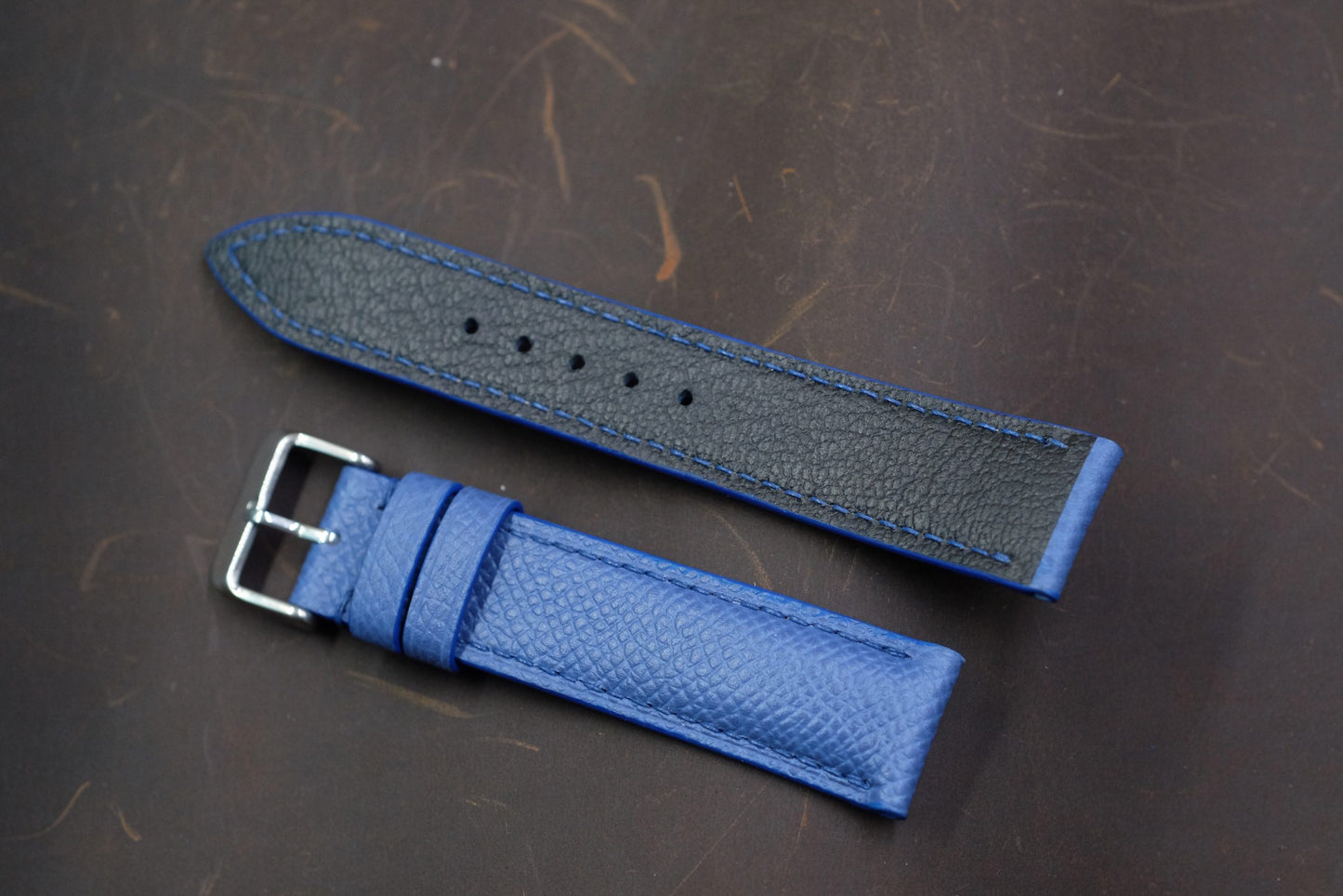 Blue epsom leather handmade watch strap  HDEP05