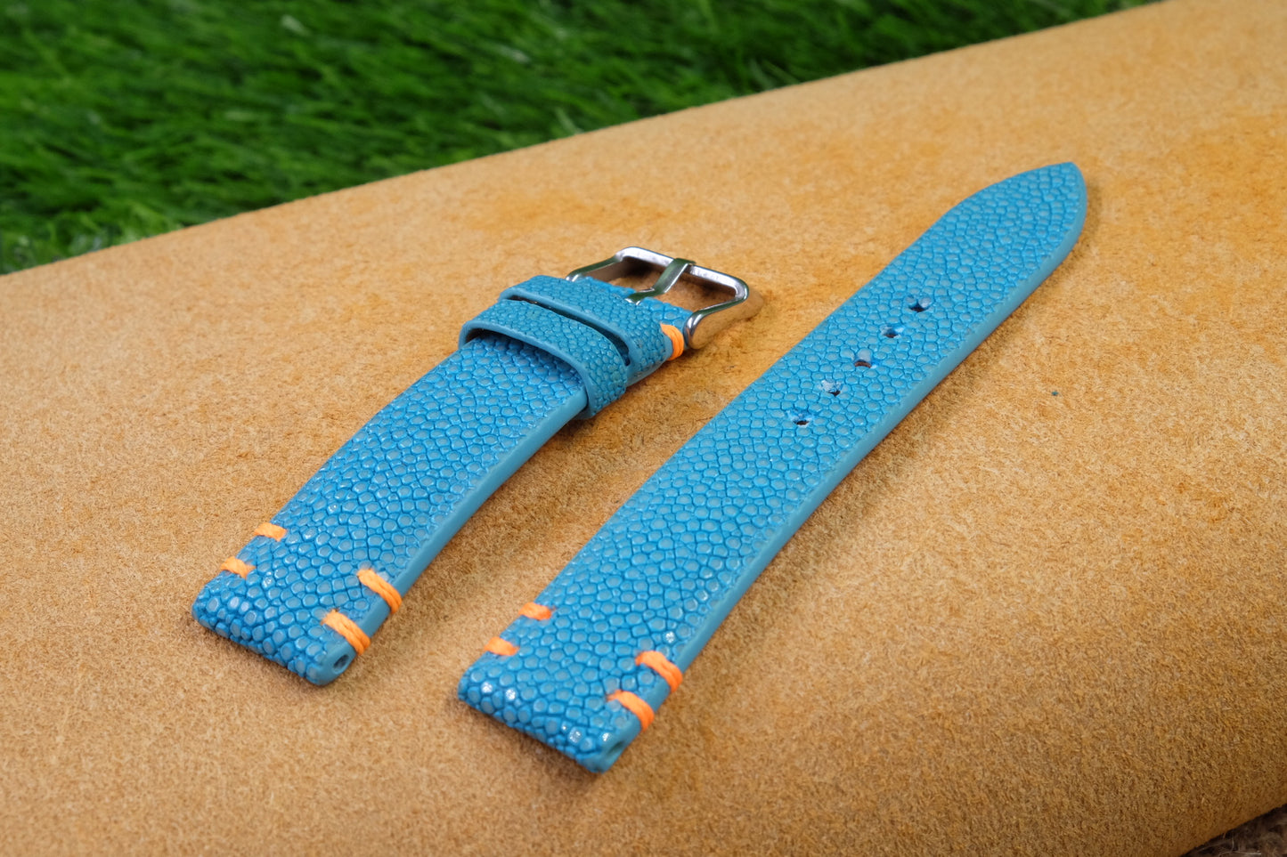 Blue no pearl stingray leather watch strap HDST76