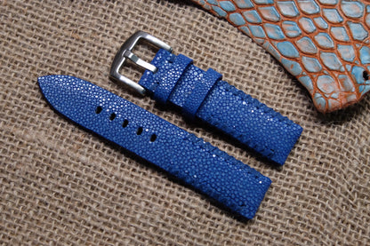 Blue no pearl stingray leather watch strap HDST80