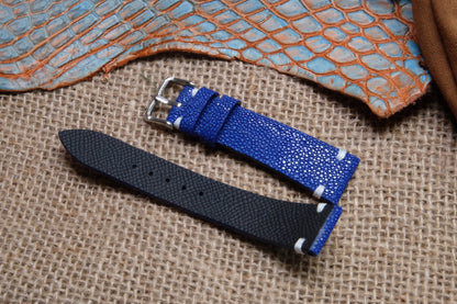 Blue no pearl stingray leather watch strap HDST81