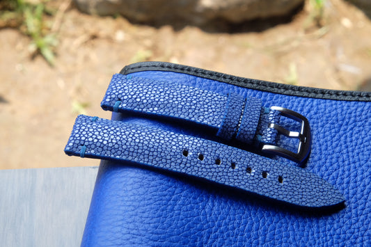 Blue no pearl stingray leather watch strap HDST82