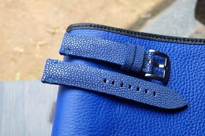 Blue no pearl stingray leather watch strap HDST82