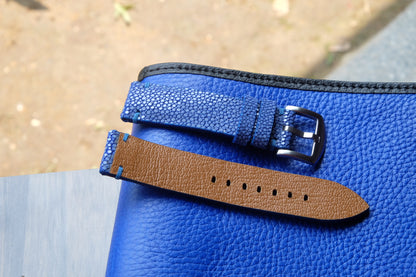 Blue no pearl stingray leather watch strap HDST82