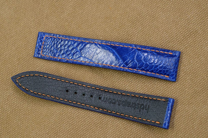 Blue ostrich leg leather handmade watch strap HDOL55