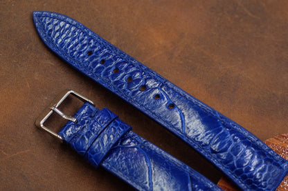 Blue ostrich leg leather watch strap HDOL49