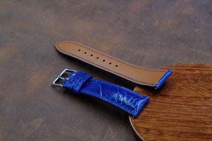 Blue ostrich leg leather watch strap HDOL49