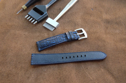 Blue shark skin leather watch strap HDSH20